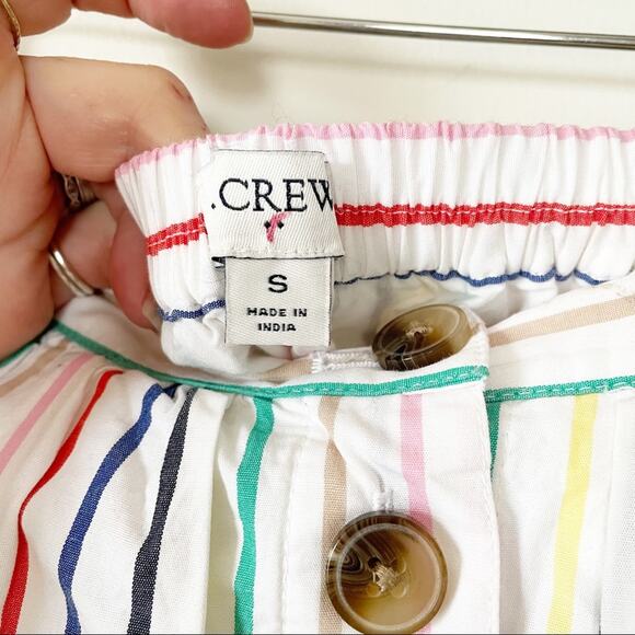 J. Crew Rainbow Striped Button Front Cotton Poplin Midi Skirt S - Picture 7 of 10